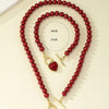 2 Pcs Immitation Pearl Necklace Bracelet Jewelry Set Elegant Pearl Color Pendant Color Beads Collar For Girl - Image 3