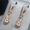 Rose Gold Color Metal Ball Long Drop Earrings For Women Zircon Setting Wedding Party Jewelry - Image 1