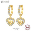 Silver Zircon Heart-shaped Earrings Gold Hoop Earrings for Women Piercing Jewelry Gift - Image 1