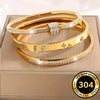3-Piece Set of and Stylish Stainless Steel Bracelets, Classic and Versatile, for Casual Wear and Party Outfits - Image 3