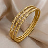 3pcs Gold Color Twist Stainless Steel Bangle Bracelet Chic Classic Tibetan Buddha Bracelet Golden Stacked Bangles For Women - Image 11