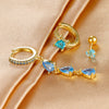 3PCS Stainless Steel Zircon Water Drop Hoop Earrings Set For Women Gold Plated Huggie Heart Earring Piercing Jewelry - Image 3