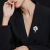 Light Rhinestone Camellia Flower Green Gemstone Brooches For Women Plant Blossom Pins Jewelry Party Suit Gift - Image 4