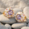 Vintage Flower Enamel Design Dome Ring Statement Stainless Steel Chunky Rings Gold Plated Big Sparkling Stone Ring for Women - Image 4