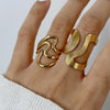 Stainless Steel Irregular Wave Rings for Women Men Creative Gold Color Adjustable Opening Ring Female Statement Jewelry Gifts - Image 35