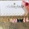 Women's Vintage Heart-Shaped Pendant Hoop Earrings Set Bohemian Acrylic Butterfly Summer Beach Jewelry - Image 3