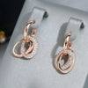 Double Hoop Zircon Earrings For Women Rose Gold Color EarDrop Jewelry SetsAccessories - Image 8