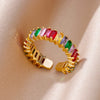 Cubic Zirconic Rectangle Open Rings For Women Men Gold Color Wedding Engaement Ring Design Jewelry Christmas Gifts - Image 14