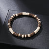Coconut Wood Bead Stretch Bracelet with Blue and Multicolor Accents - Image 4