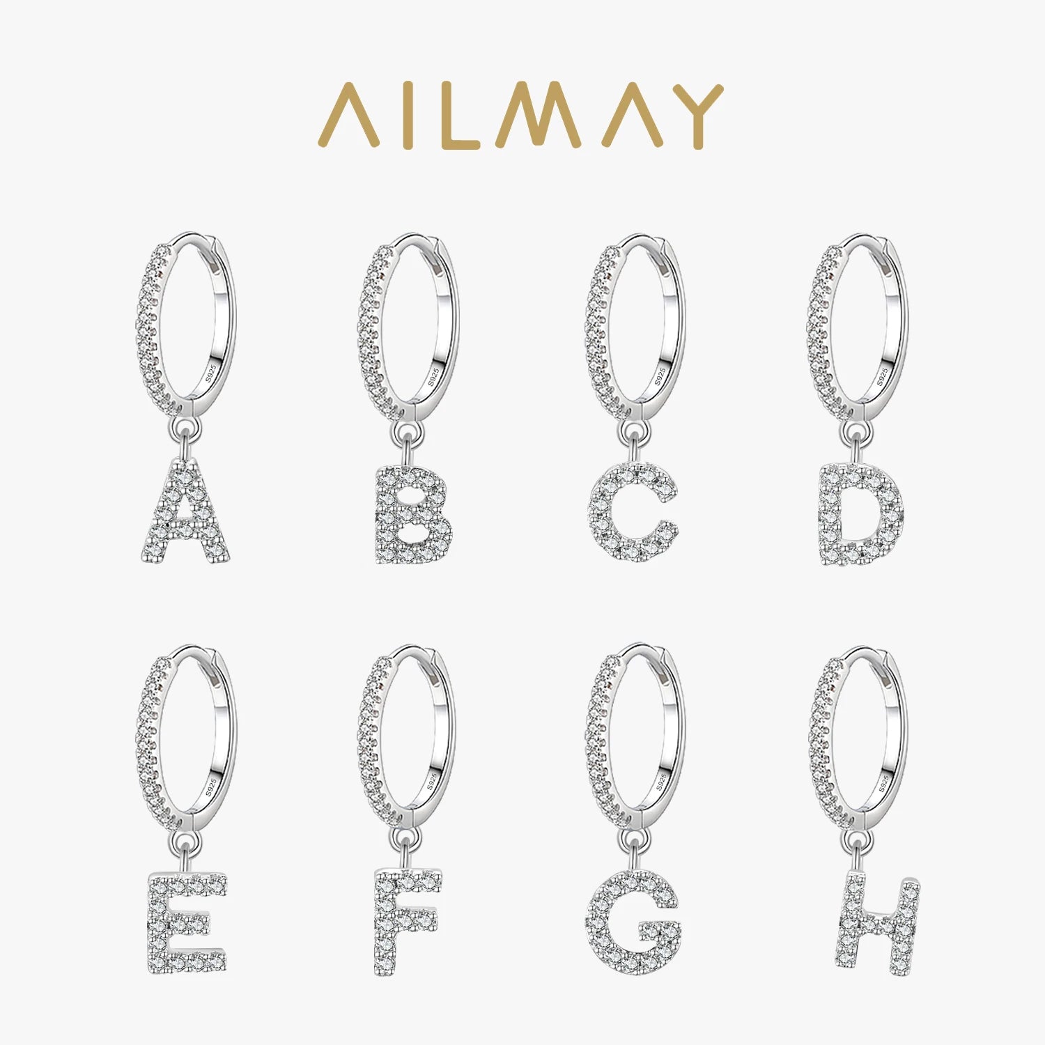 English Letters A-Z 1PC Hoop Earrings Silver For Women Girls Wedding Party Jewelry - Image 1