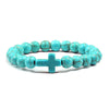 8mm Beads Religious Cross Bracelet for Women Men Natural Turquoise Stone Elastic Link Prayer Bracelet for Boy Girls - Image 33