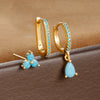 3PCS Water Drop Huggie Hoop Earrings Set for Women Three-petal Flower Stud Earrings Prevent Allergy Piercing Jewelry - Image 10
