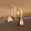 3PCS Water Drop Huggie Hoop Earrings Set for Women Three-petal Flower Stud Earrings Prevent Allergy Piercing Jewelry - Image 7