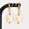 1Pair Korean Styles Cute Colorful Glass Heart Pendant Hoop Earrings Harajuku Y2K Girl Sweet Love Aesthetic Jewelry - Image 3