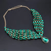 Green Crystal Statement Necklace Earrings Set Gold Color Jewelry Sets Indian Bridal Wedding Costume Jewellery - Image 2