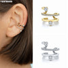 Silver Ear Needle Simple Ear Clip White Zircon Wrapping Design Earring for Women Jewelry Gift - Image 1