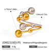 Minimalist Gold Color Plated Stainless Steel Double tone Line Hollow Steel Ball Ring Personality Statement Stackable - Image 12