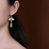 Retro-style Cheongsam, Hanfu Accessories, Ethnic-style Earrings, Chinese-style Jade Earrings, Ethereal Fan-shaped Traditiona - Image 4