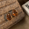 Vintage Korean Style Maillard Brown Ear Clips Women's Coffee Irregular Geometric Clip Earrings Without Ears Hole - Image 5