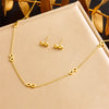 316L Stainless Steel Pearl Butterfly Flower Golden Necklace Earrings For Womens Party Gift Jewelry Set - Image 12