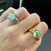 Net red wind series Love butterfly flower Aobao rainbow stone ring copper plated - Image 2