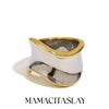 316L Stainless Steel Two Tone Twisted Wide Ring Party Jewelry Women's Unique Cool Ring Gift - Image 1