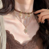 Adjustable Sun Star Zircon Necklace for Women Vintage Leather Necklace Double Layered Star Pendant Chain Choker Jewelry - Image 1