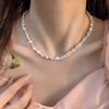 Adjustable Imitation Pearl Necklace with Irregular Beads - Image 2