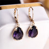 Charm Female Purple Water Drop Zircon Stone Hoop Earrings Gold Color Simple Wedding Jewelry For Women - Image 3