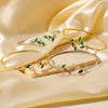 Simple Leaf Zircon Open Bracelet Gold Color Stainless Steel Cuff Bracelet Pulseira Feminin Tiny Hand Jewelry - Image 1