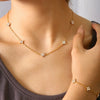 2pcs Silver Four-leaf Flower Necklace Bracelet Set for Women Adjustable Link Chain Necklace Set Jewelry Gift - Image 1