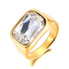 Rectangular Cubic Zirconia Stainless Steel Ring in Multiple Stone Colors - Image 12