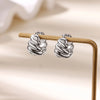 Chunky Stainless Steel Croissant Hoop Earrings For Women Retro Gold Plated Geometric Earrings Wedding Vintage Jewelry - Image 3