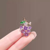 Purple Green Crystal Zircon Grape Brooches For Women Cute Fruit Brooch Suit Coat Lapel Pin Badge Clothing Accessories Jewelry - Image 4