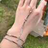 Gold Color Geometric Various Shaped Bezel CZ Plain Bar Charm Double Layer Sexy Women Hand Chain Bracelets - Image 3