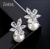Korea Imitation Pearl Flower Stud Earrings Shinny Marquise Zircon Wedding Earring for Women Party Jewelry - Image 8
