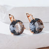 Large Grey Stone Drop Earrings with Rose Gold Tone Details - Image 2