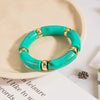 Multicolor Plastic Bamboo-Style Stretch Bangle - Image 3