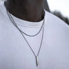 Mens Vertical Bar Necklaces,Stacking Stainless Steel Geometric Pendant with Wheat Rope Cuban Chain,Male Jewelry Gift - Image 4