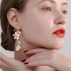 Spring Pink Flower Dangle Earrings for Women, Fairy Charms Floral Leaf Earrings Summer Holiday Pendants Earrings Jewelry Gifts - Image 2