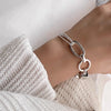 Silver Bracelet Geometric Cube Circle Punk Asymmetric Beaded For Woman Girl Jewelry Gift - Image 6