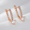 Rose Gold Color Bride Drop Earrings Women Shiny Zircon Accessories Daily Jewelry - Image 5