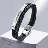 Multi Layer Leather Bracelets for Men Women Customizable Engraving Stainless Steel Personalized Bangle,Fathers Day Dad Gift - Image 1