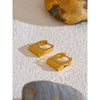 Glossy Metal Stainless Steel Rectangle Geometric Hoop Earrings Gold Color Pvd Plated Texture Jewelry Gift - Image 2