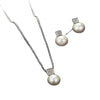 2 Pcs Imitation Pearl Pendant Women Necklace Earring Stud Set Silver Color Snake Chain Square Metal Full Crystal Jewelry Set - Image 2