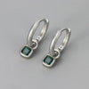 Green Square Zircon Drop Dangle Earrings Hoop For Women Girl Jewelry Accessories Gift Party Holiday - Image 3