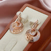 Hollow Round Pendant Paved Zircon Separable Earrings Gold Color Women Jewelry Wedding Matching Accessories - Image 5