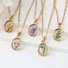 Stainless Steel Dried Flower Pendant Necklace For Women Irregular Round Geometric Clavicle Chain Wedding Jewelry Gift - Image 3