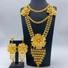 Nigerian Gold Plated Jewelry Set For Women Long Flower Necklace Earrings Jewellery Dubai Brazilian African Bridal Sets - Image 1