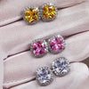 Ne'w Bright White/Yellow/Pink CZ Stud Earrings for Women Contracted Jewelry Wedding Engagement - Image 1